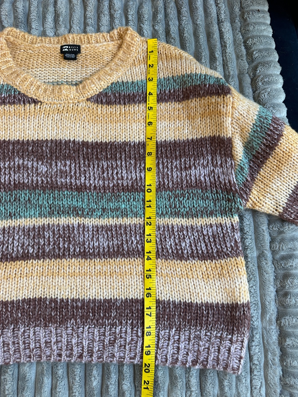 Billabong So Spaced Out boxy cropped crewneck striped multicolor sweater - Picture 7 of 8